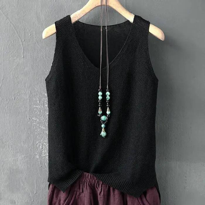Blusas Mujer De Moda 2024 Blouse femmes été sans manches tricoté Blouse chemise femmes vêtements col