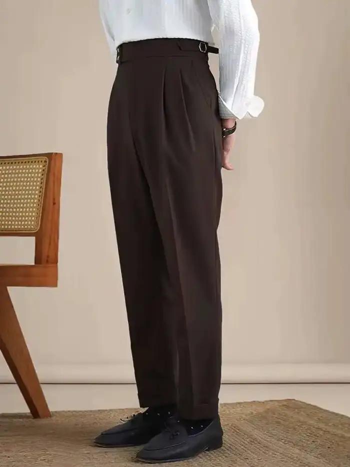 Naples-Pantalon Double en Lin Imbibé pour Homme