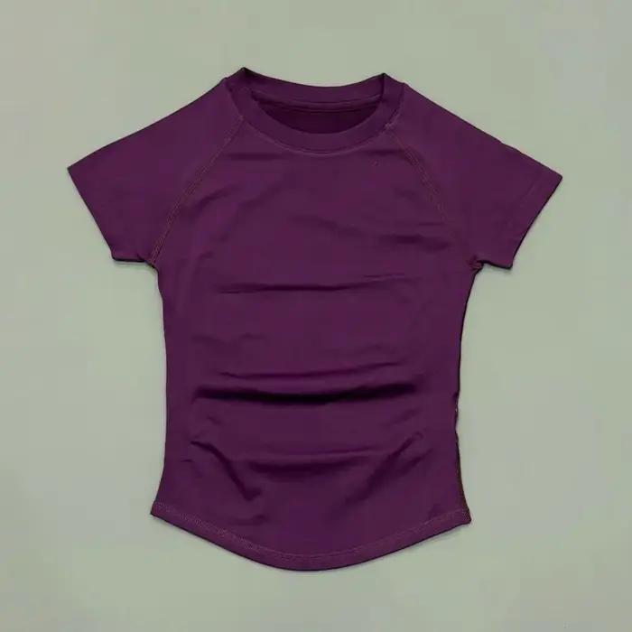 Haut de sport à manches courtes pour femme, sans couture, sculptant, pour yoga, course à pied, entra