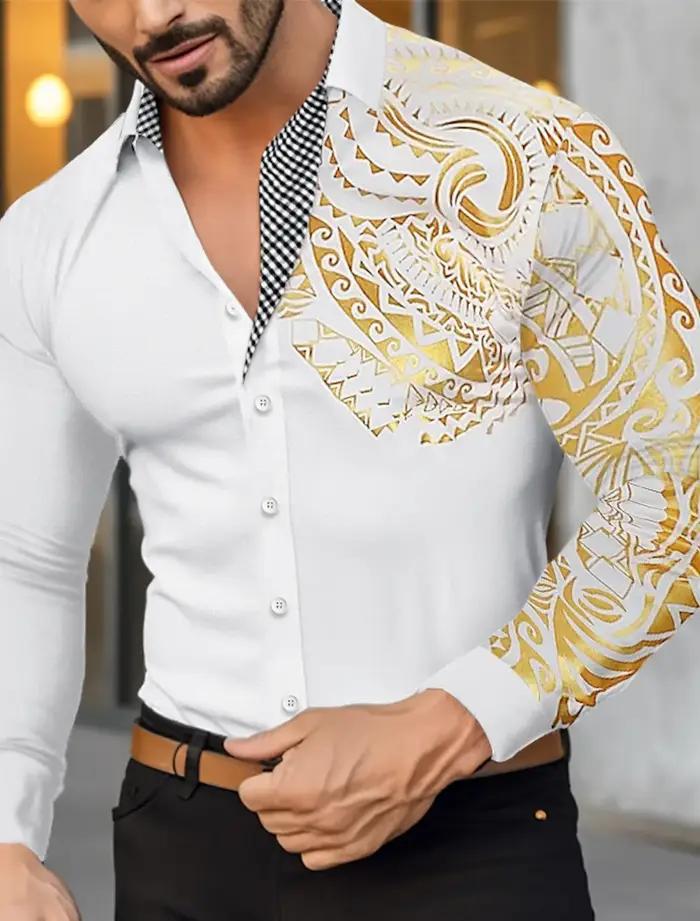 Chemise homme chemise boutonnée chemise décontractée à manches longues revers bronzant printemps et