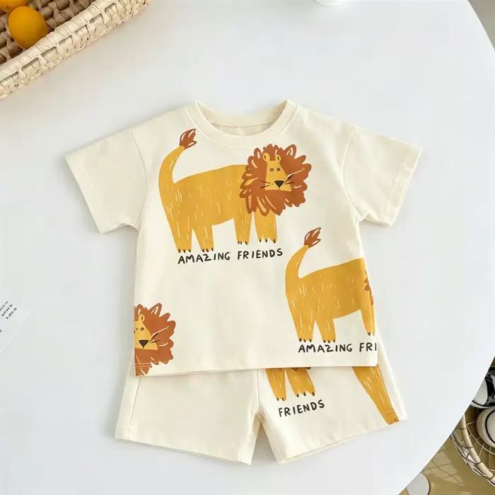 Ensemble de survêtement mode pour enfant t-shirt noir et short d été tenue à col rond pour bébés garçons et filles ensemble short à manches courtes pour activités quotidiennes sorties familiales et occasions spéciales