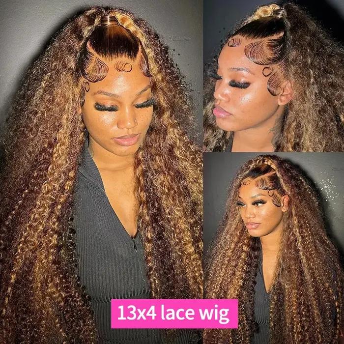 Perruque Naturelle Bouclée Sans Colle, Cheveux Ondulés, 13x4 HD, 13x6, Blond Miel