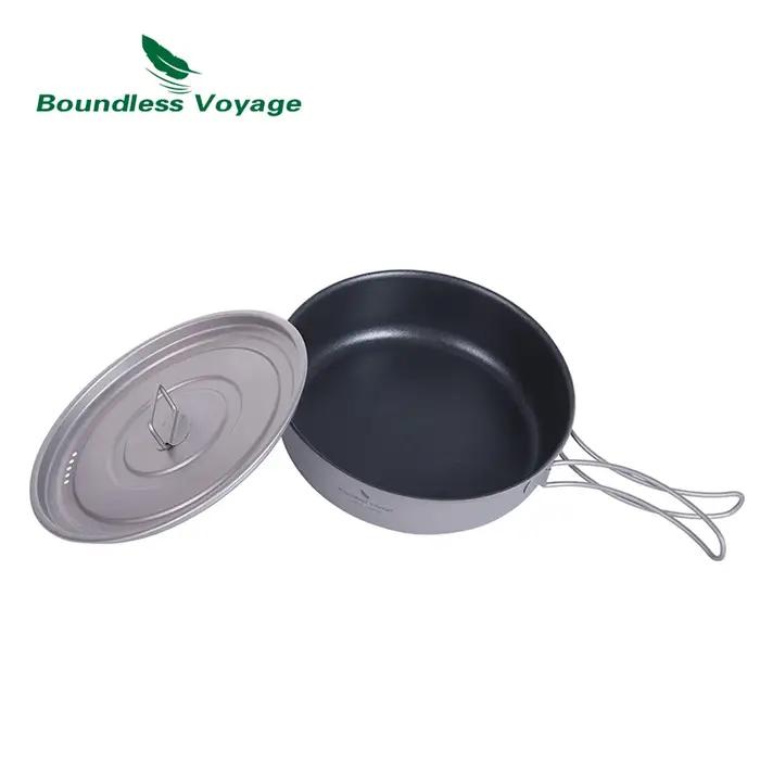 Boundless Voyage Poêle à frire antiarina pour camping, plaque chauffante en titane avec couvercle et