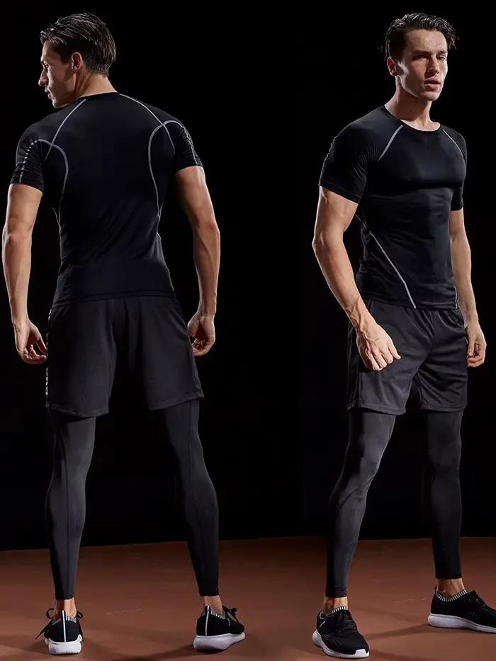 T-shirt de compression homme 2025 pour course d'été - Élastique et séchage rapide - Haut athlétique