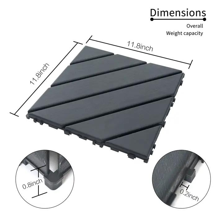 Carreaux de terrasse imbriqués en plastique, carreaux carrés étanches, utilisation par tous les temp