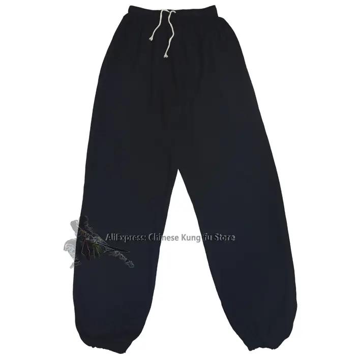 Pantalons coton arts martiaux Kung fu Tai chi noir blanc pour adultes enfants - Yoga méditation