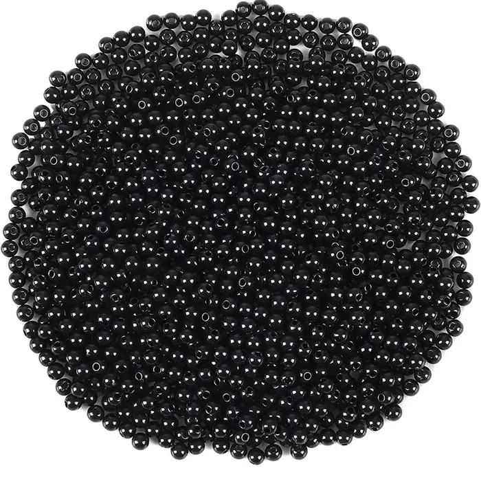 Lot de 100 perles de pêche de 3mm à 8mm, bouchon d'espace noir rond, haricots durs souples, leurres