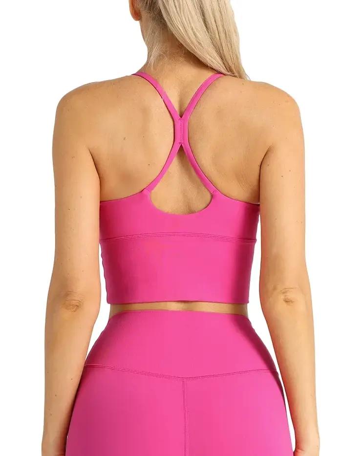 Couleur unie femmes gymnastique Yoga sensation nue Sexy dos croisé Y forme soutien-gorge de sport Fi