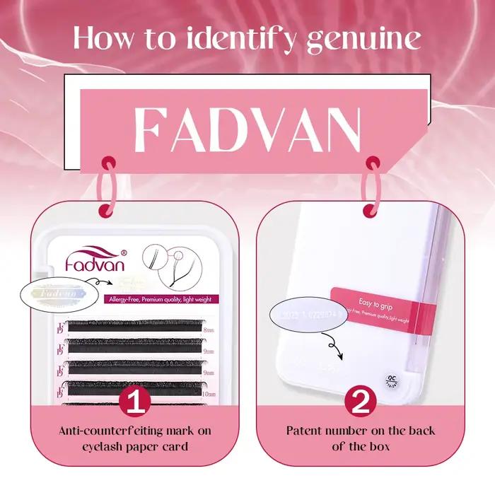 FADVAN 3D/4D/5D/6D/7D/8D Extension de cils en forme de W C D Curl cils de vison naturel préfabriqués