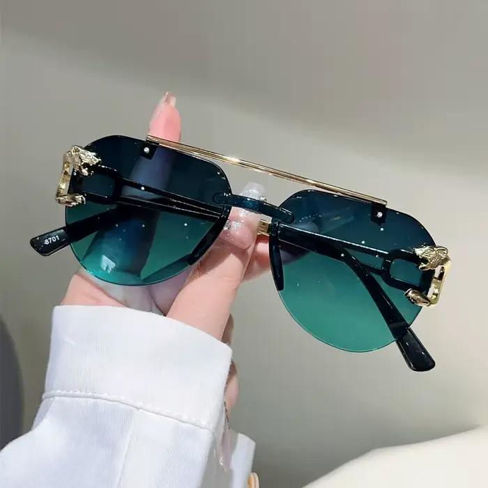KAMMPT lunettes de soleil pilote sans monture hommes mode Vintage dégradé nuances décontractées femm