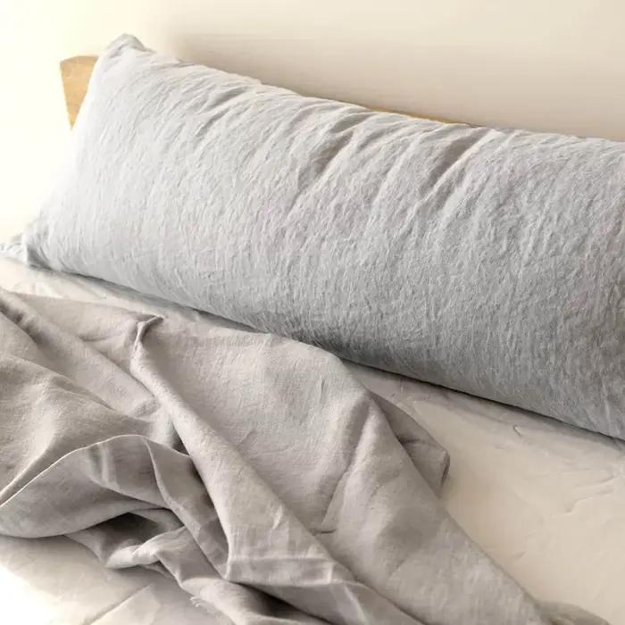 Taie d'oreiller double en lin pur, housse de coussin, taille personnalisée, anti-acariens, Euro Sham