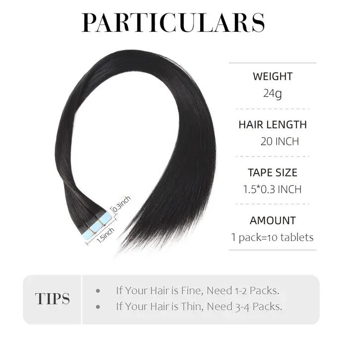 20 pouces 10 pièces bande dans les Extensions de cheveux synthétique longue bande droite postiche sa