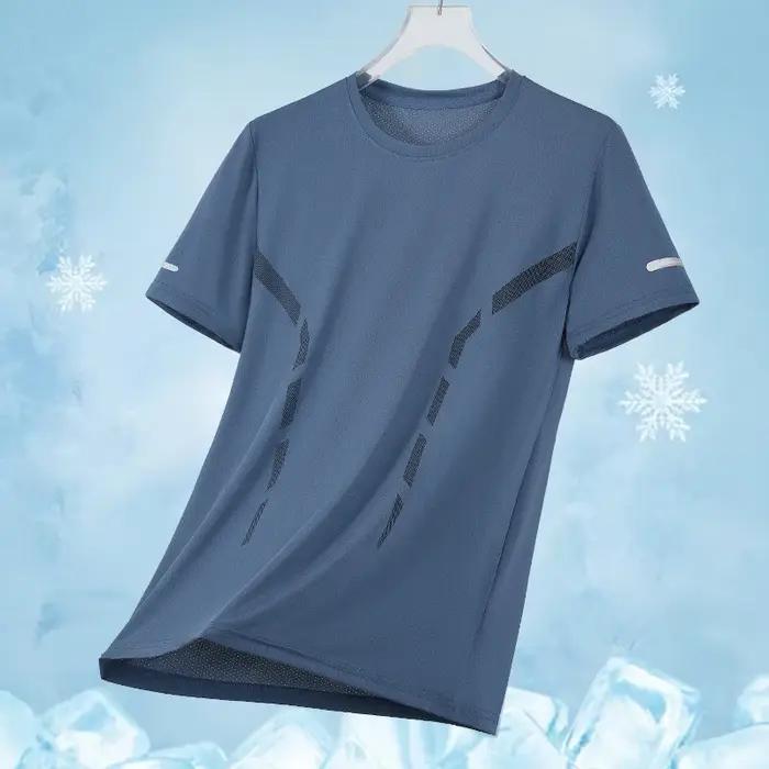 Hommes course T-shirt respirant Stretch haut d'été gymnase Fitness course mince à manches courtes vê