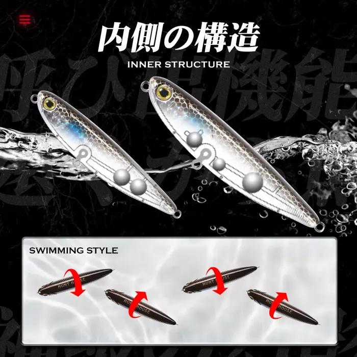 Hunthouse flottant Topwater crayon leurre de pêche 60mm 90mm 100mm Surface dur appât WTD eau salée p