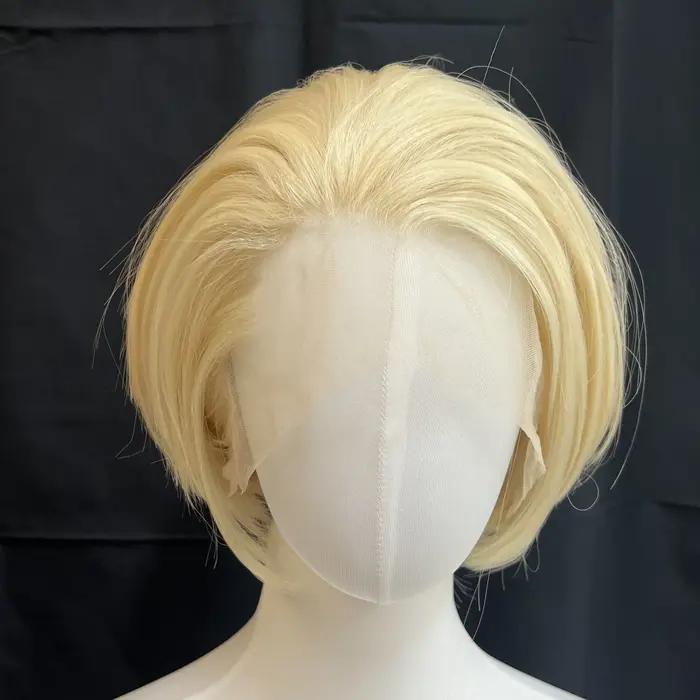 Ashely – perruque Lace Front Wig synthétique Blonde courte, 13x4, naissance des cheveux naturelle, F