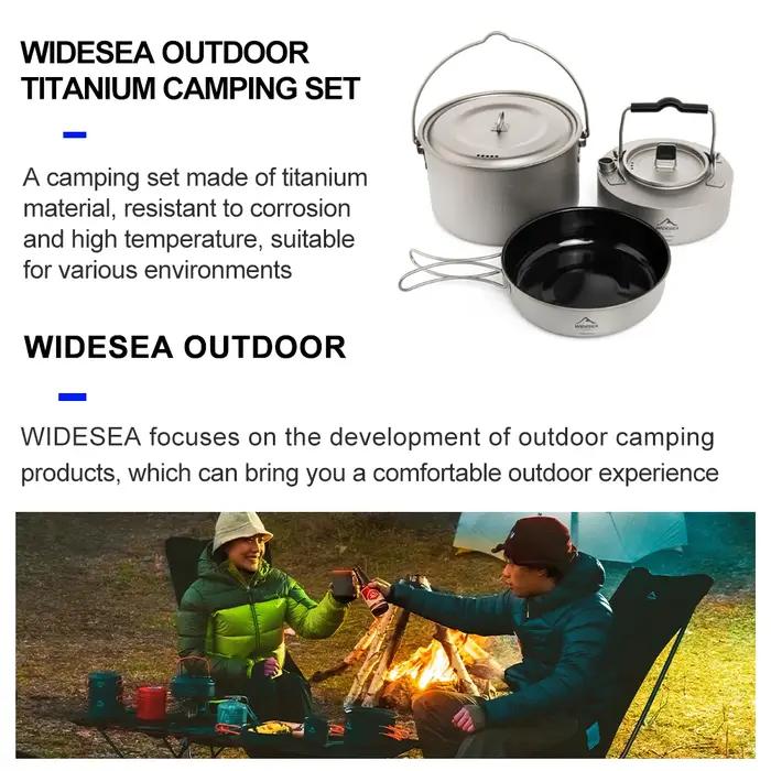 ESEA-Ensemble d'ustensiles de cuisine en titane pour camping, chaudron de tourisme, marmite d'extéri