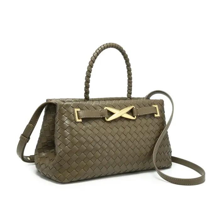 Nouveauté tissage Style femmes sac à main de luxe en cuir PU fourre-tout décontracté spacieux sac de