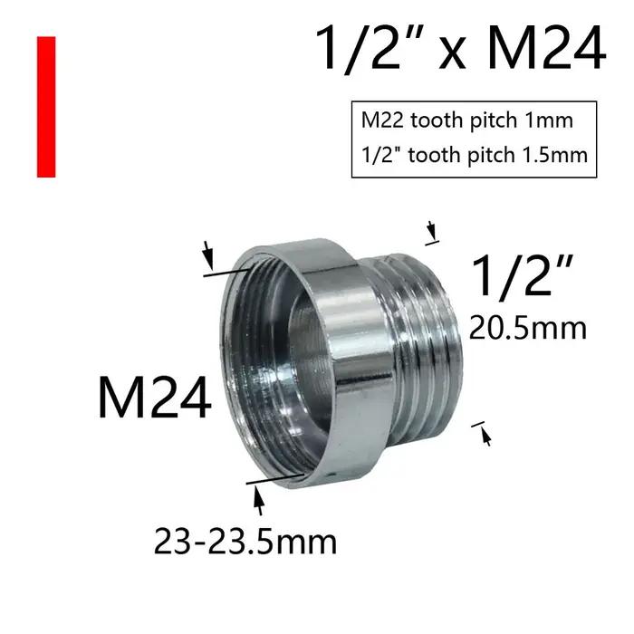 Coupleur de robinet d'eau en laiton argenté 1/2 à M16 M18 M20 M22 M24 M28, raccords de connecteur fi
