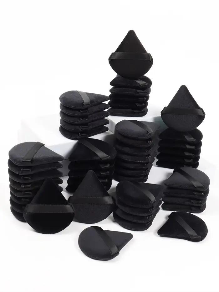 Triangle noir bouffée de poudre éponge de maquillage pour le visage doux velours cosmétiques bouffée