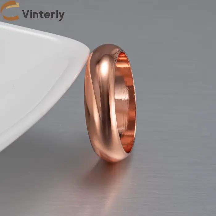 Bagues en cuivre pur Vinterly pour femmes et hommes, 6 mm de large, bijoux pour doigts, métal brilla