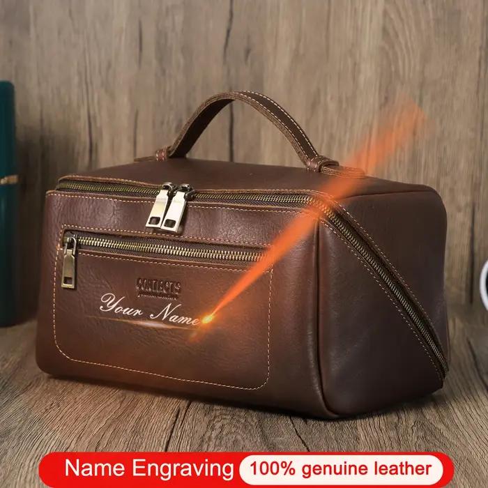 Sacs à cosmétiques personnalisés pour hommes, trousse de maquillage de luxe en cuir véritable, fourr