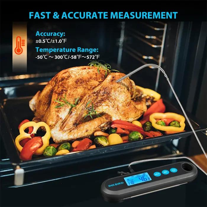 INKBIRD thermomètre à viande numérique avec 2 sondes externes affichage rétro-éclairé IHT-2PB lectur