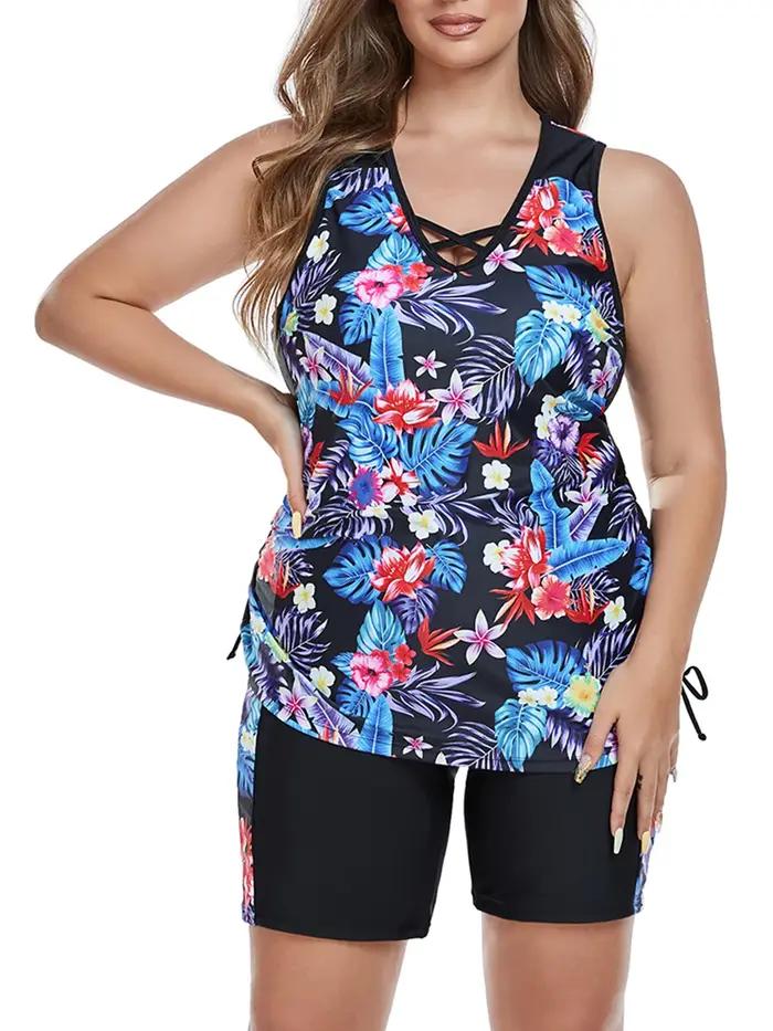 Maillot de bain deux pièces grande taille imprimé 2026 pour femme, taille haute, pour la natation
