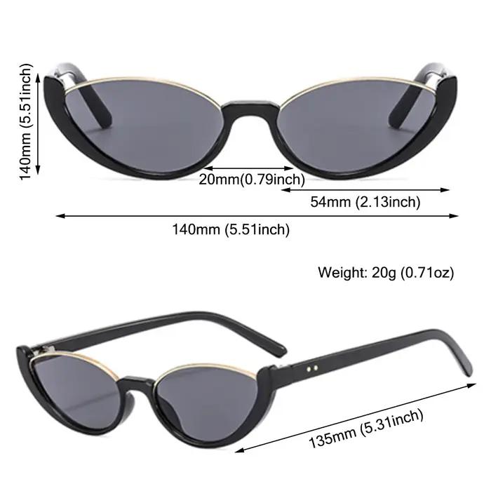 Lunettes de soleil œil de chat rétro pour hommes et femmes, petite demi-monture, lunettes vintage, l