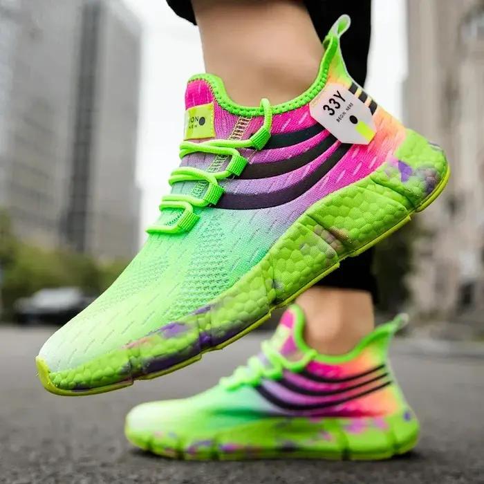 Chaussures de course respirantes pour hommes et femmes, baskets colorées, antidérapantes, à la mode,