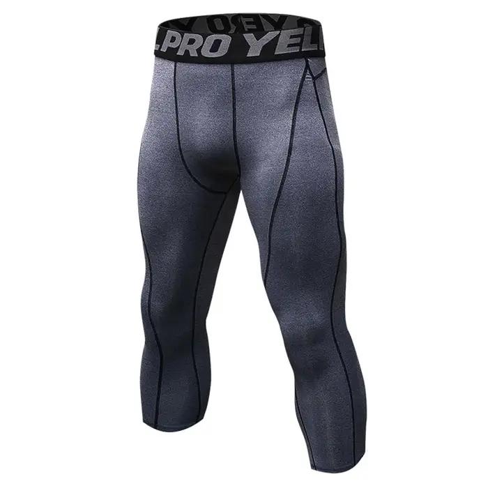 Legging athlétique à Compression 3/4 pour hommes, couche de Base, collants de course, de gymnastique