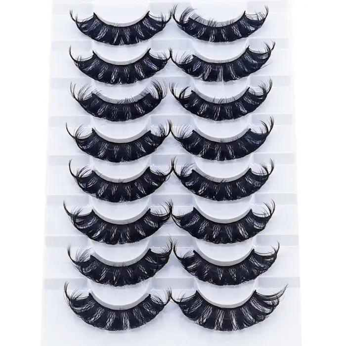 HBZGTLAD cils 8 paires DD curl bandes russes cils Faux vison maquillage cils 3D vison cils naturel F