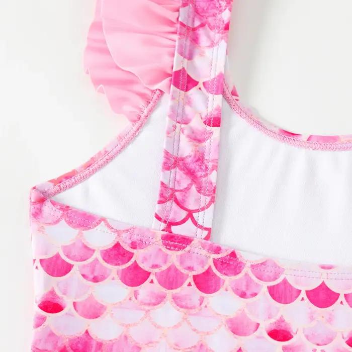 Nouveau maillot de bain une pièce pour filles avec jupe de plage rose imprimé sirène maillot de bain
