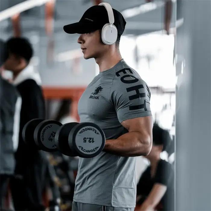 T-shirt à manches courtes pour homme, vêtement de sport, de loisirs, de course, de fitness, à séchag