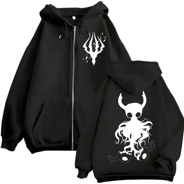 Limité creux chevalier jeu graphique fermeture éclair sweats à capuche gothique Vintage fermeture éc
