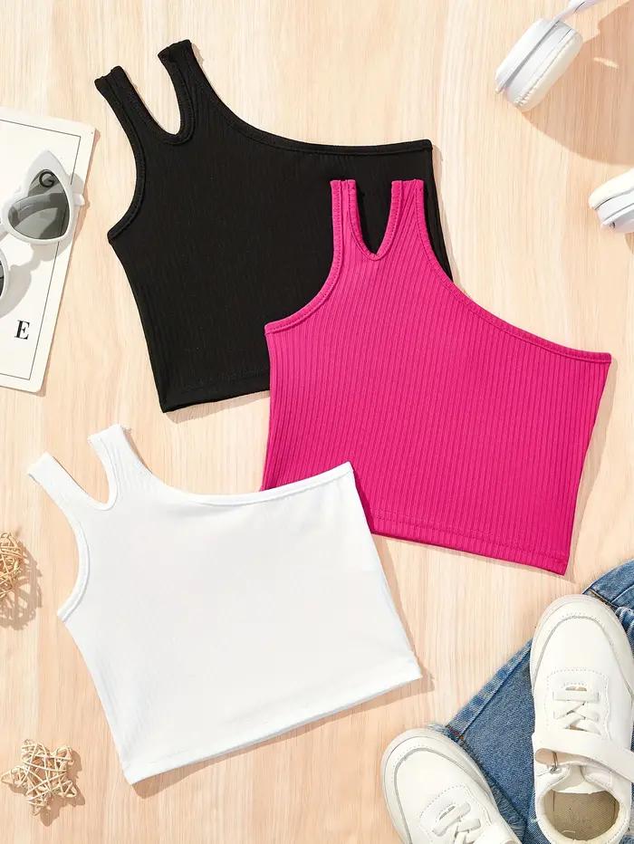 Gilet de sport pour filles, vêtements d'été sportifs décontractés et tendance pour enfants, adaptés aux filles âgées de 1 à 8 ans, hauts polyvalents pour la maison et l'extérieur