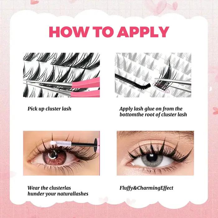 10 rangées de 100 grappes C Curl faux cils individuels de style renard, maquillage naturel pur à sec