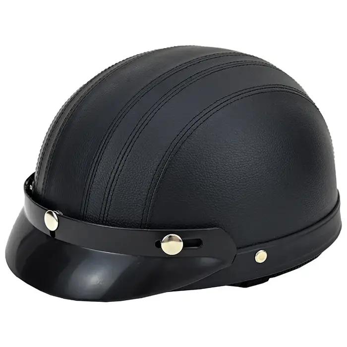 Casque de moto semi-ouvert rétro casque de moto et visière lunettes UV moto cross-country moto demi-