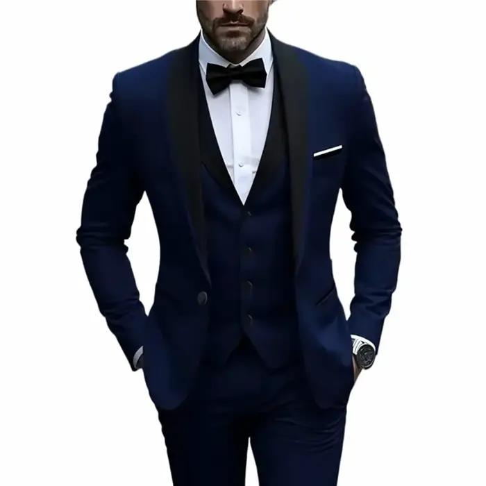 Ensemble de costume 3 pièces pour hommes, veste + gilet + pantalon, à la mode de haute qualité, adap