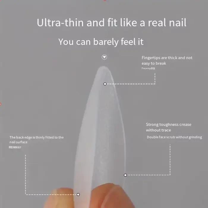 Boîte de 330 pointes d'ongles courtes en amande – Autocollants pour ongles en gel mat améliorés, san