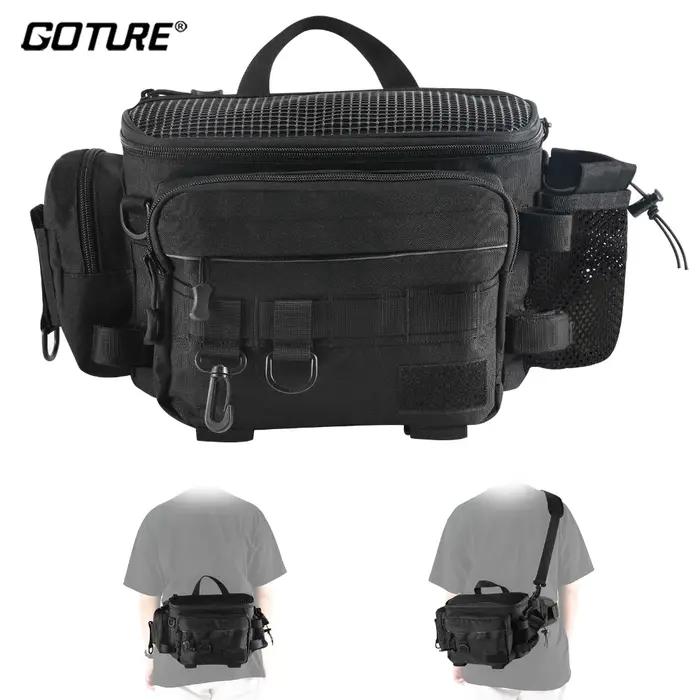 Goture sacs de matériel de pêche sac à bandoulière simple sac de taille multifonctionnel leurres de