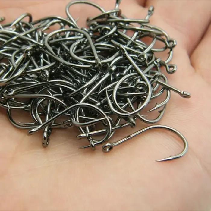 100 pièces/boîte # 3 ~ 12 hameçons de pêche en acier à haute teneur en carbone avec trou hameçons de