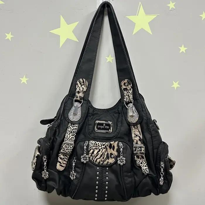 Sac à main pour femme Angel Kiss, grand sac fourre-tout vintage en PU avec poignée supérieure, sac à