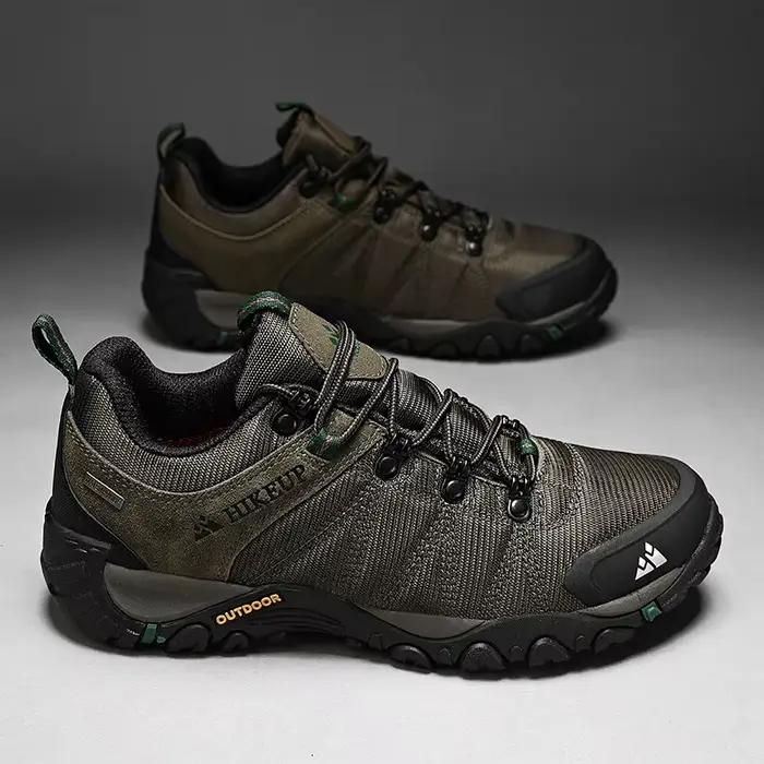 Chaussures randonnée homme cuir véritable HIKEUP - Semelle caoutchouc trekking 4 saisons plein air