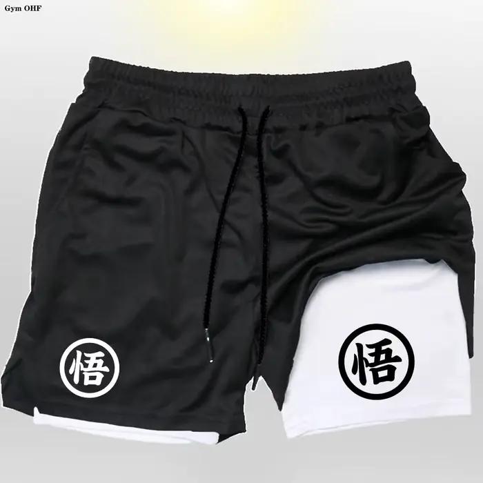Pantalon survêtement homme 2 en 1 Gym course séchage rapide été Z Goku Anime