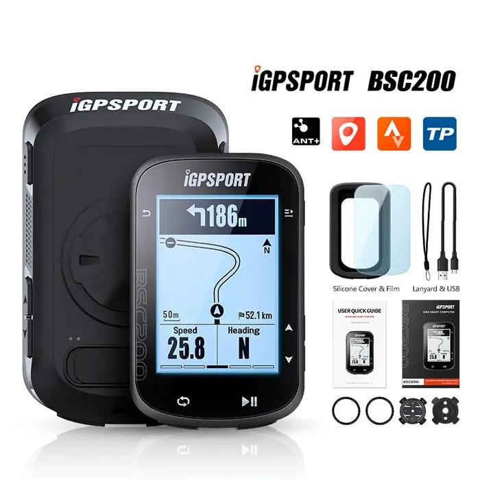 Compteur de vélo GPS sans fil IGPSPORT BSC200 pour cyclisme avec synchronisation ANT+ App altitude et pente haute résolution écran 200 pixels