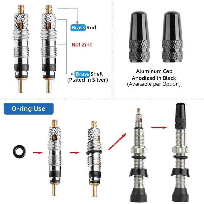 Deemount 2 pièces 40/60/80mm tige de Valve Presta/FV pour pneu Tubeless vtt vélo de route vélo sans