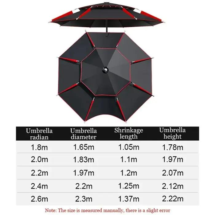 1.8-2.6M Parasol parapluie de pêche Double couche Protection solaire extérieure Camping parapluie im