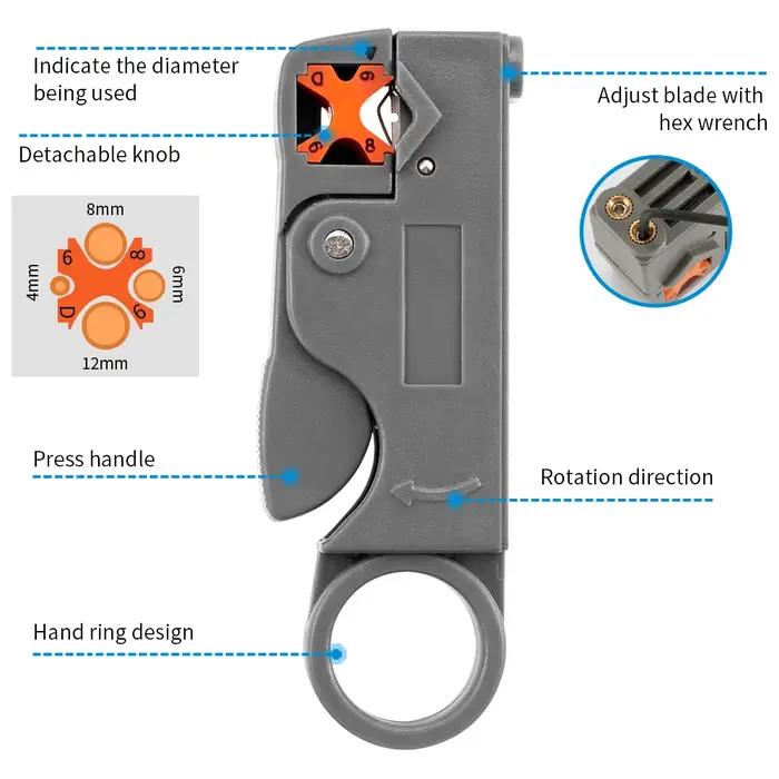 Pince à dénuder, outils de câbles métalliques de décantation, dénudeur, clé hexagonale en acier inox