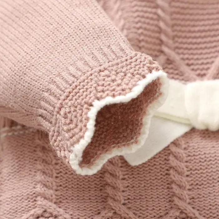Barboteuse pour bébés filles, chapeaux, vêtements d'automne et d'hiver, rose, manches longues, trico