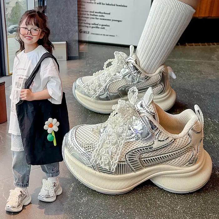 Chaussures de sport pour filles printemps automne rose chaussures décontractées respirantes pour fil